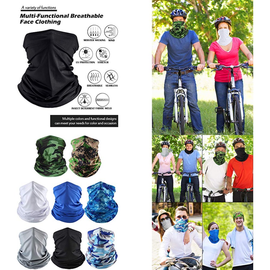 Black Face Mask Pack - Summer Neck Gaiter Mask Windproof Scarf