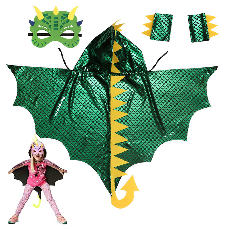 Child Green Dinosaur Cloak wit - Kids Face Mask recensione e prezzo