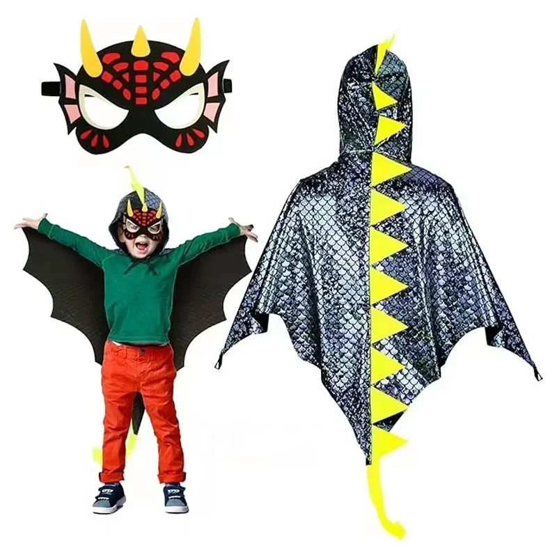 Child Green Dinosaur Cloak wit - Kids Face Mask recensione e prezzo