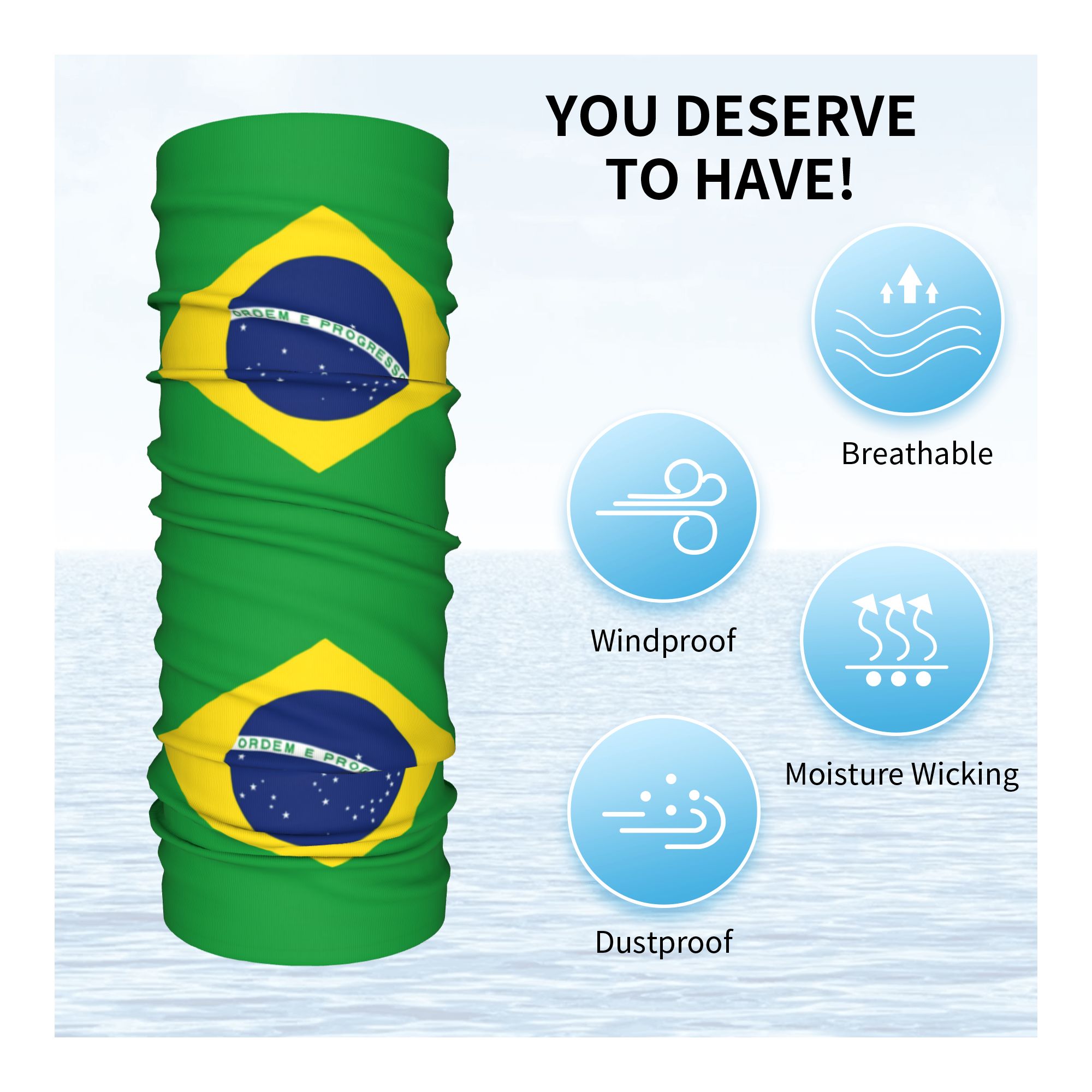 Custom Brazil Flag Bandana Nec - Neck Gaiter Face Cover recensione e prezzo