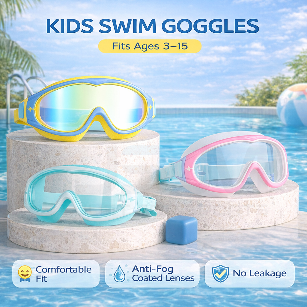 JSJM Kids Swimming Goggles Big - Silicone Mask Bracket recensione e prezzo