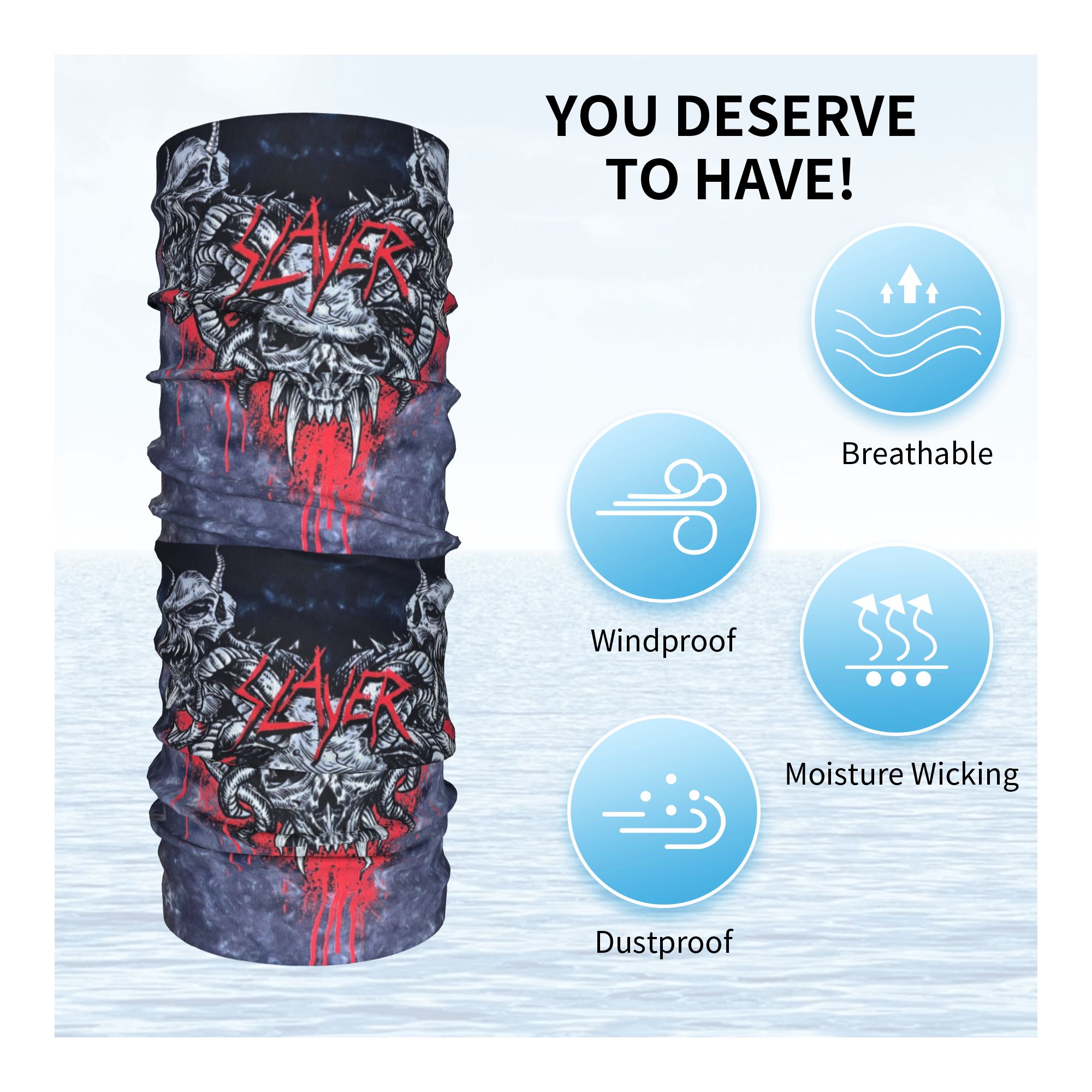 Custom Heavy Metal Rock  Slaye - Neck Gaiter Face Cover recensione e prezzo