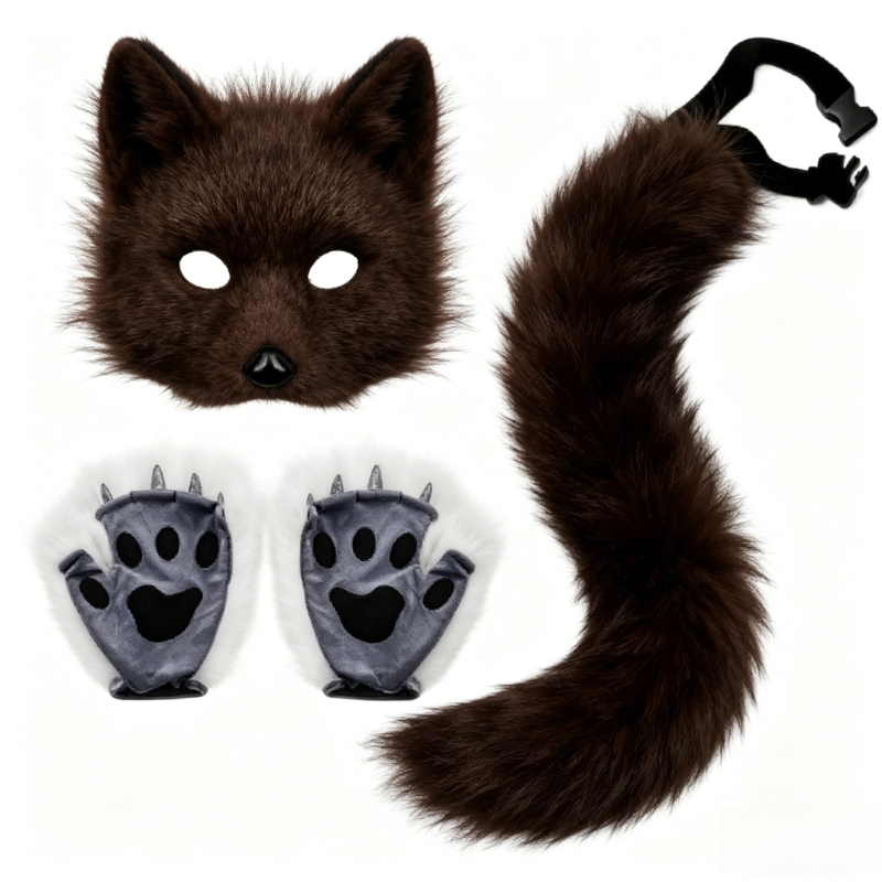 Furry Cat Ears Mask Tail & Paw - Black Face Mask Pack recensione e prezzo