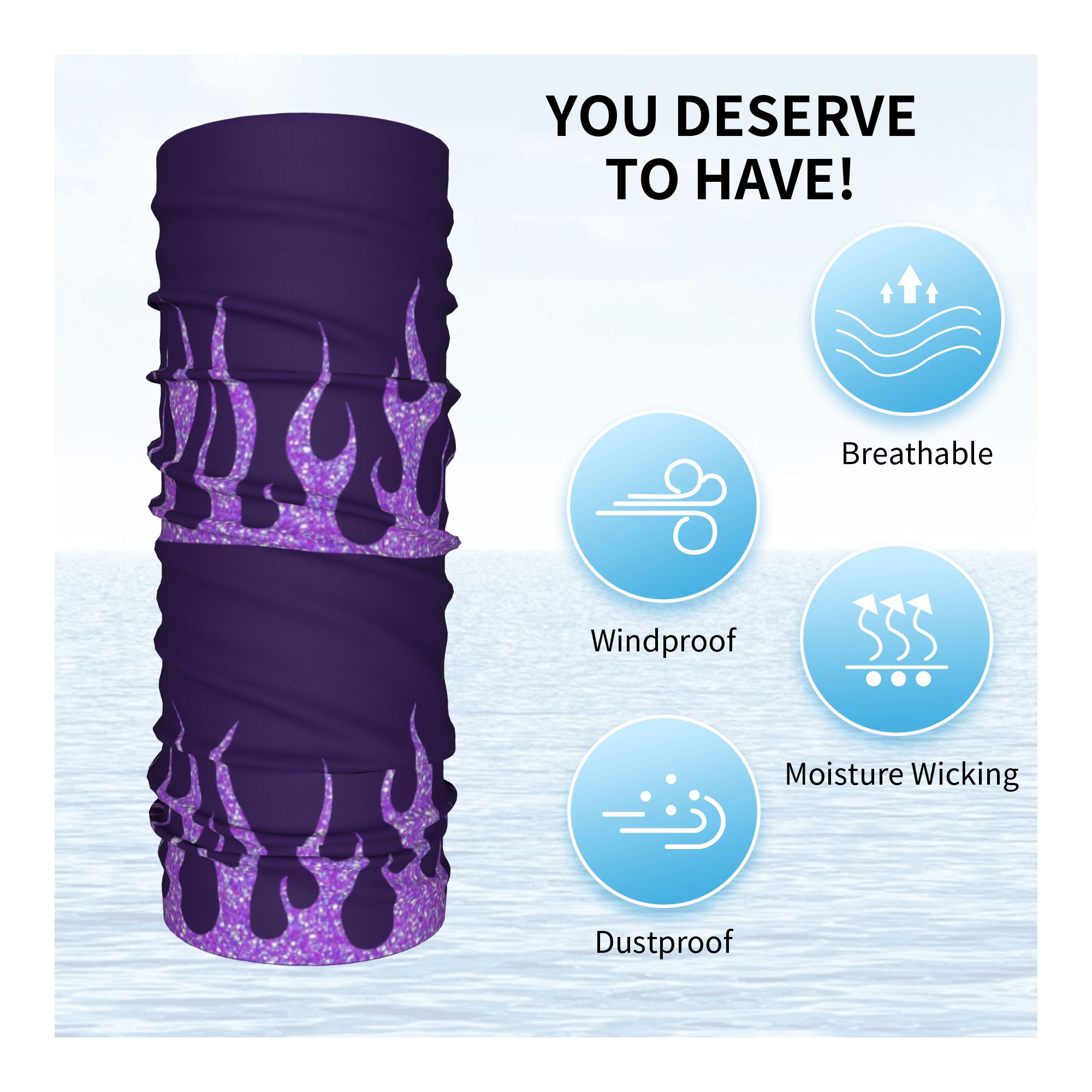 Custom Purple Glitter Flames B - Neck Gaiter Face Cover recensione e prezzo