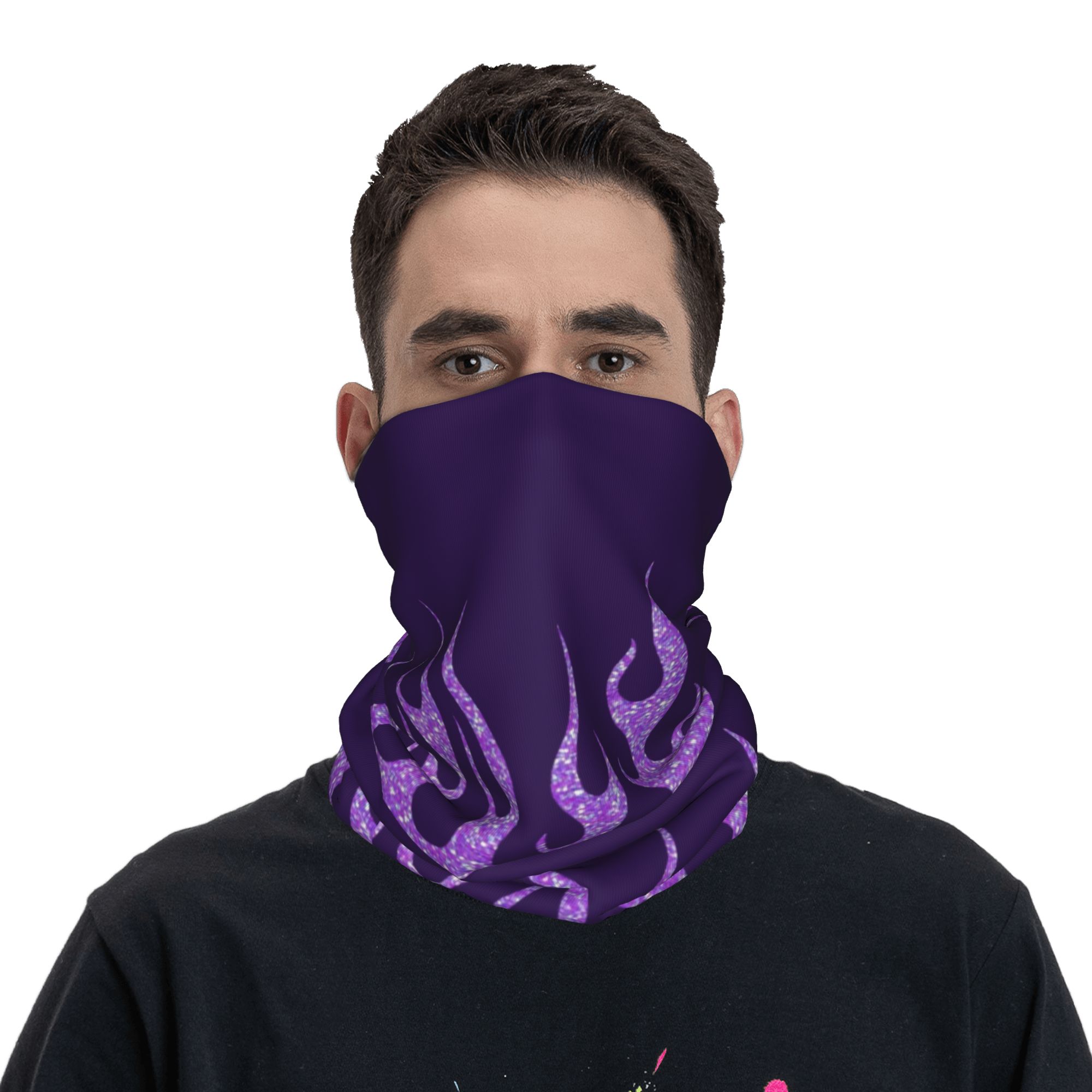 Custom Purple Glitter Flames B - Neck Gaiter Face Cover recensione e prezzo