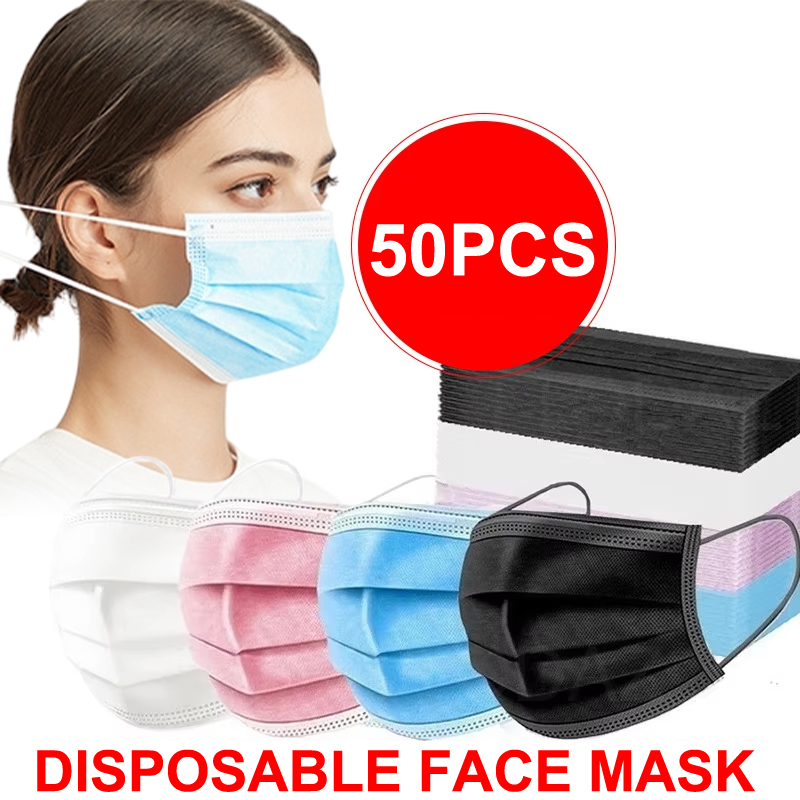 50Pcs 3-layer Mask Face Masks  - Disposable Mask Blue recensione e prezzo