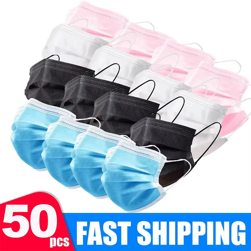 50Pcs 3-layer Mask Face Masks  - Disposable Mask Blue recensione e prezzo