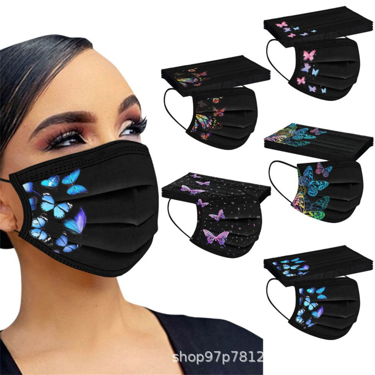 50pcs colorful butterfly print - Disposable Surgical Mask recensione e prezzo