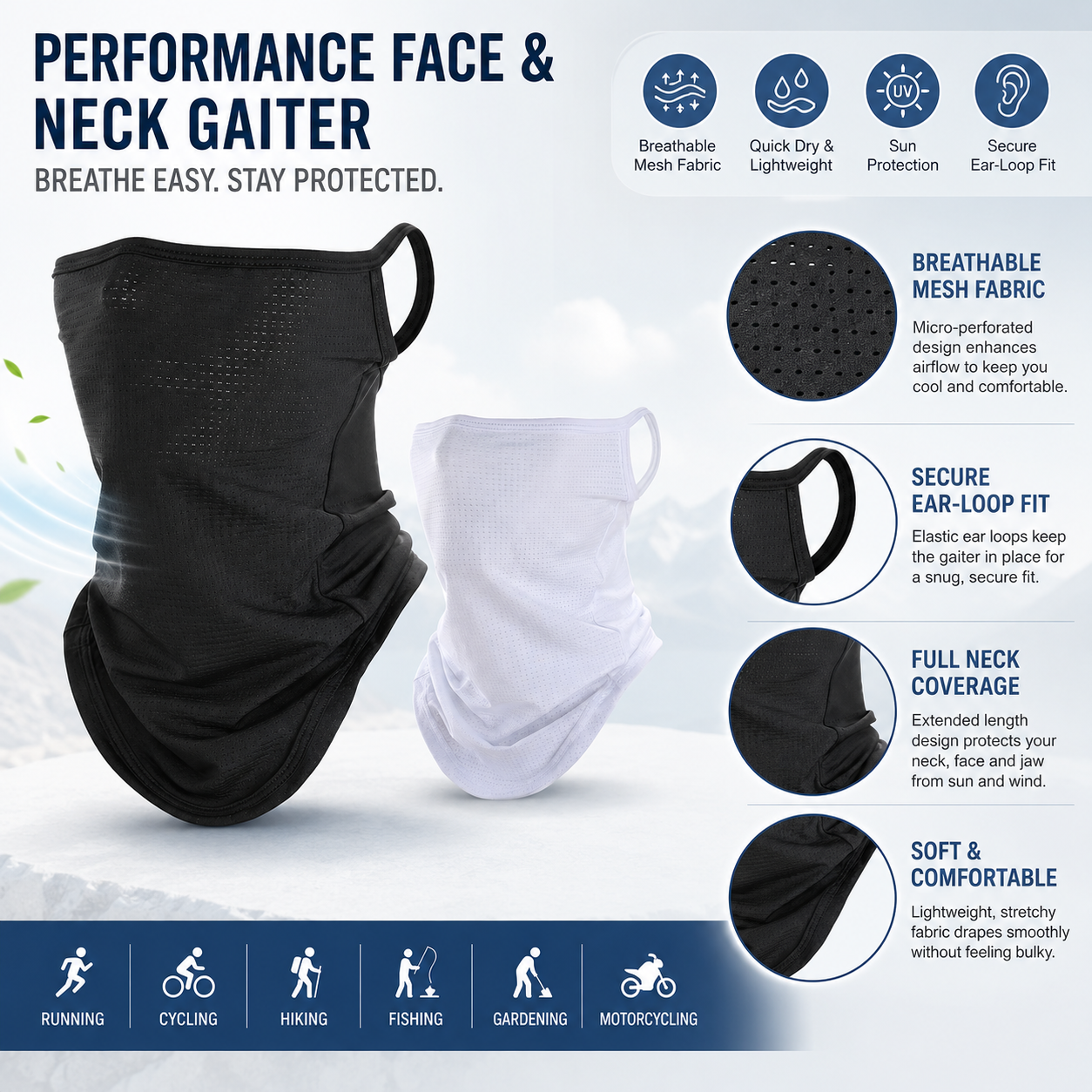 Breathable Quick-Dry Neck Gait - Respirator Half Face recensione e prezzo