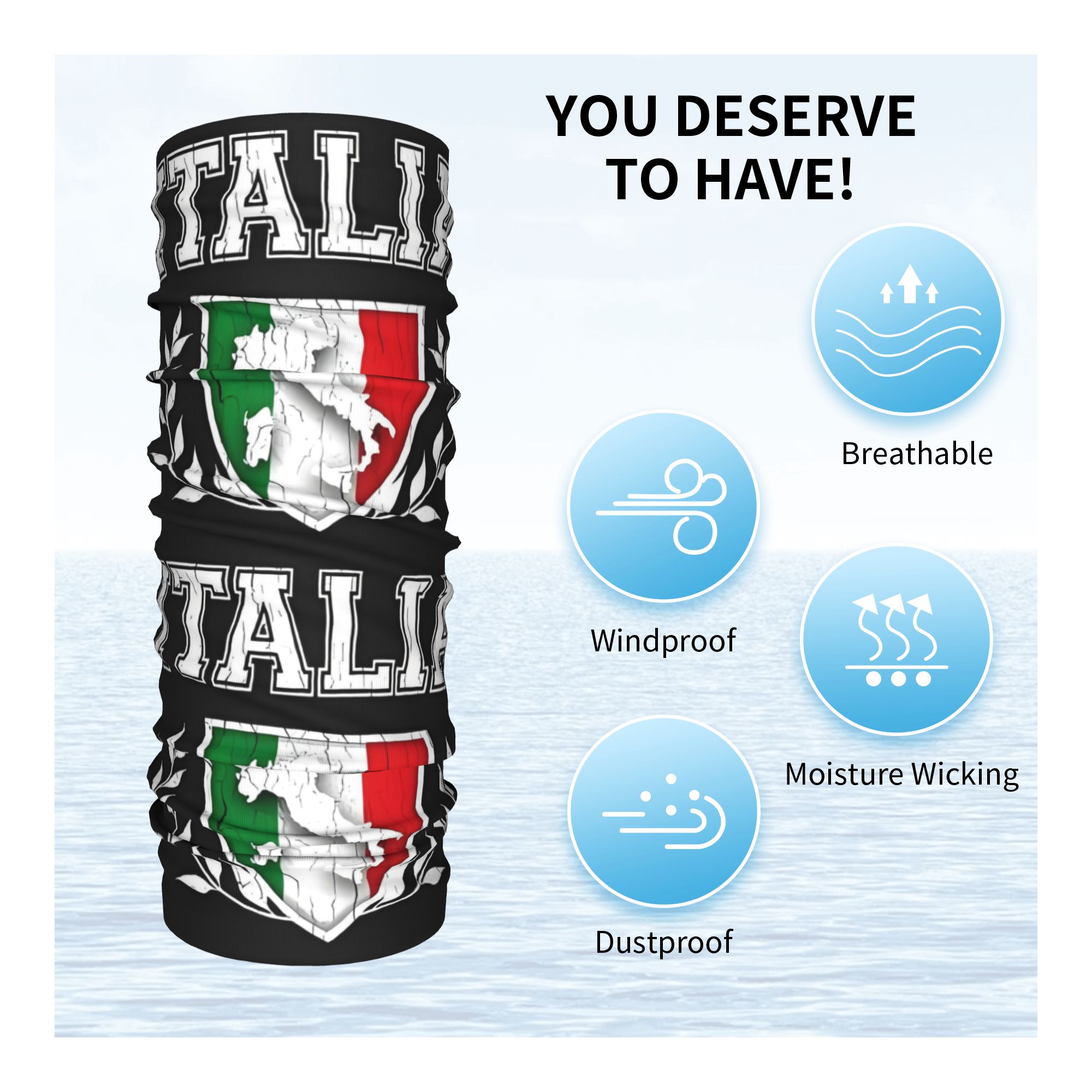 Custom Italy Flag Bandana Neck - Neck Gaiter Face Cover recensione e prezzo