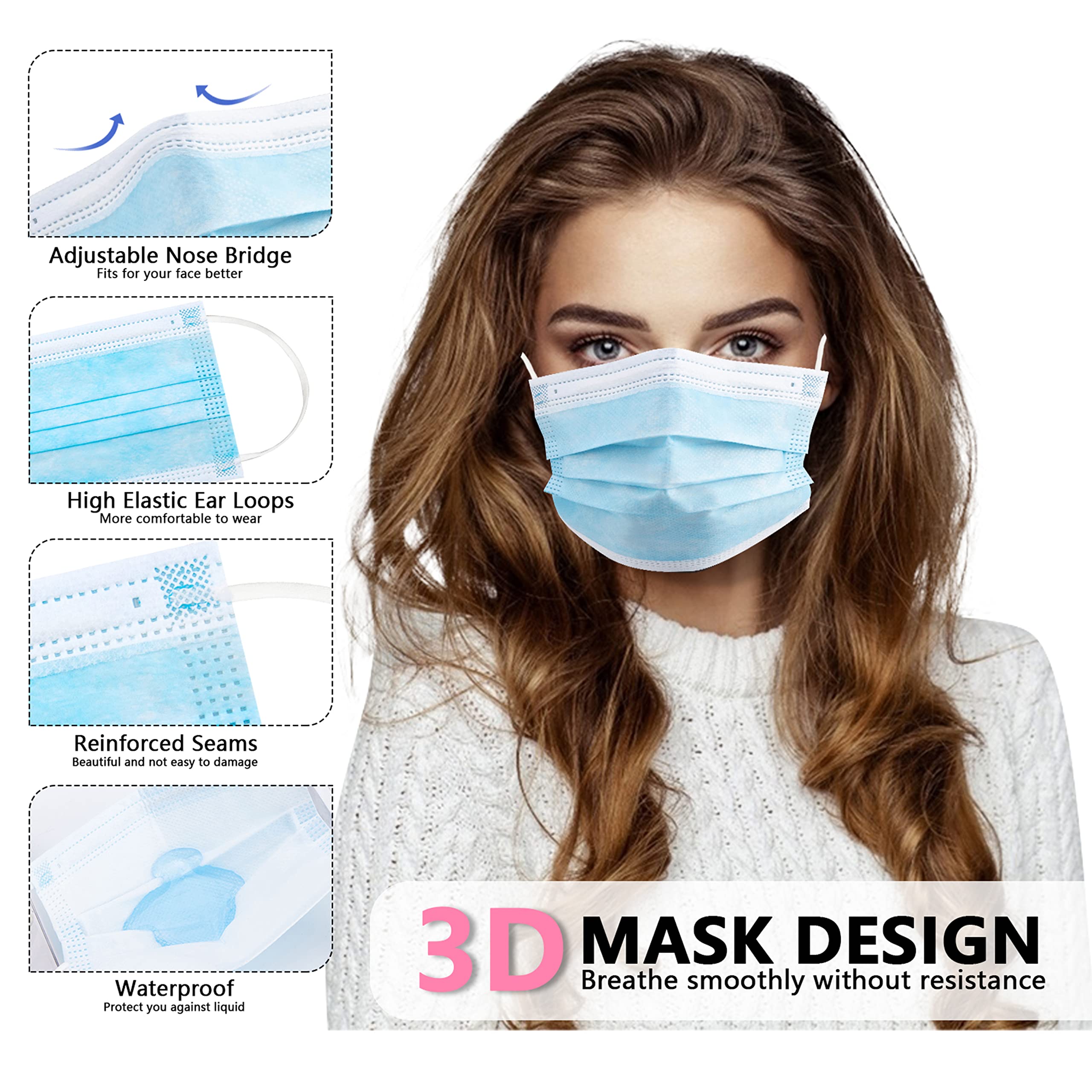 50/100 PCS Box Blue Face Masks - Disposable Mask Blue recensione e prezzo