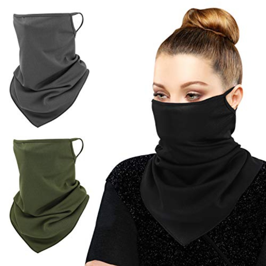 Scarf Mask Bandana with Ear Lo - Black Face Mask Pack recensione e prezzo