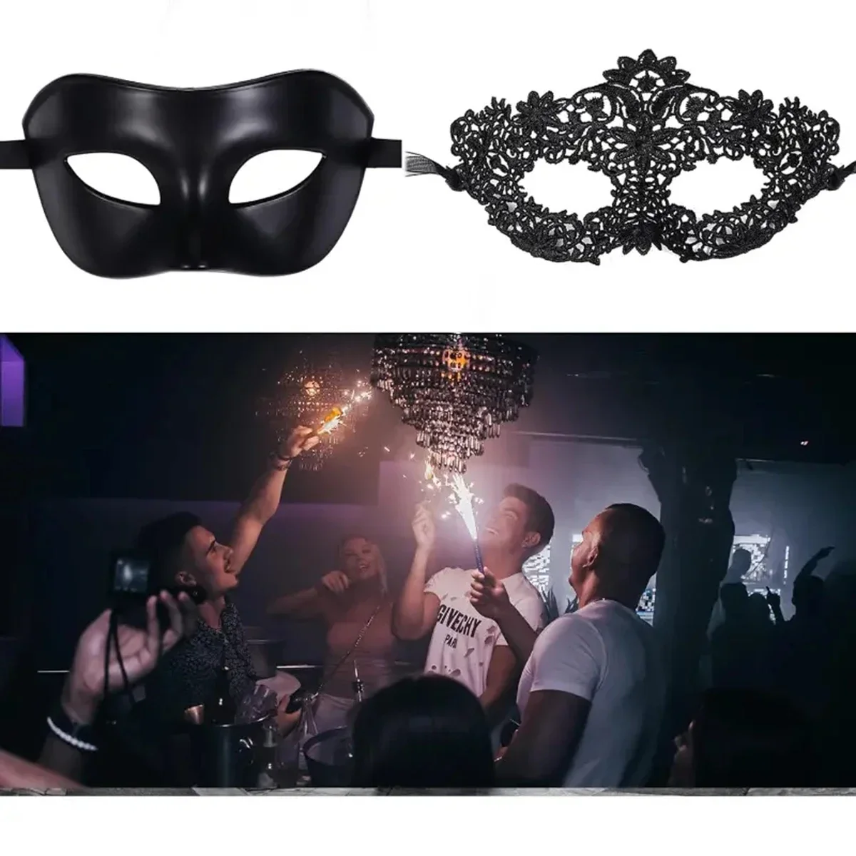 2pcs Elegant Black Lace Masque - Black Face Mask Pack recensione e prezzo