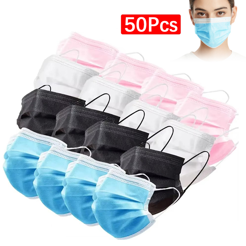 50Pcs 3-layer Mask Face Masks  - Disposable Mask Blue recensione e prezzo