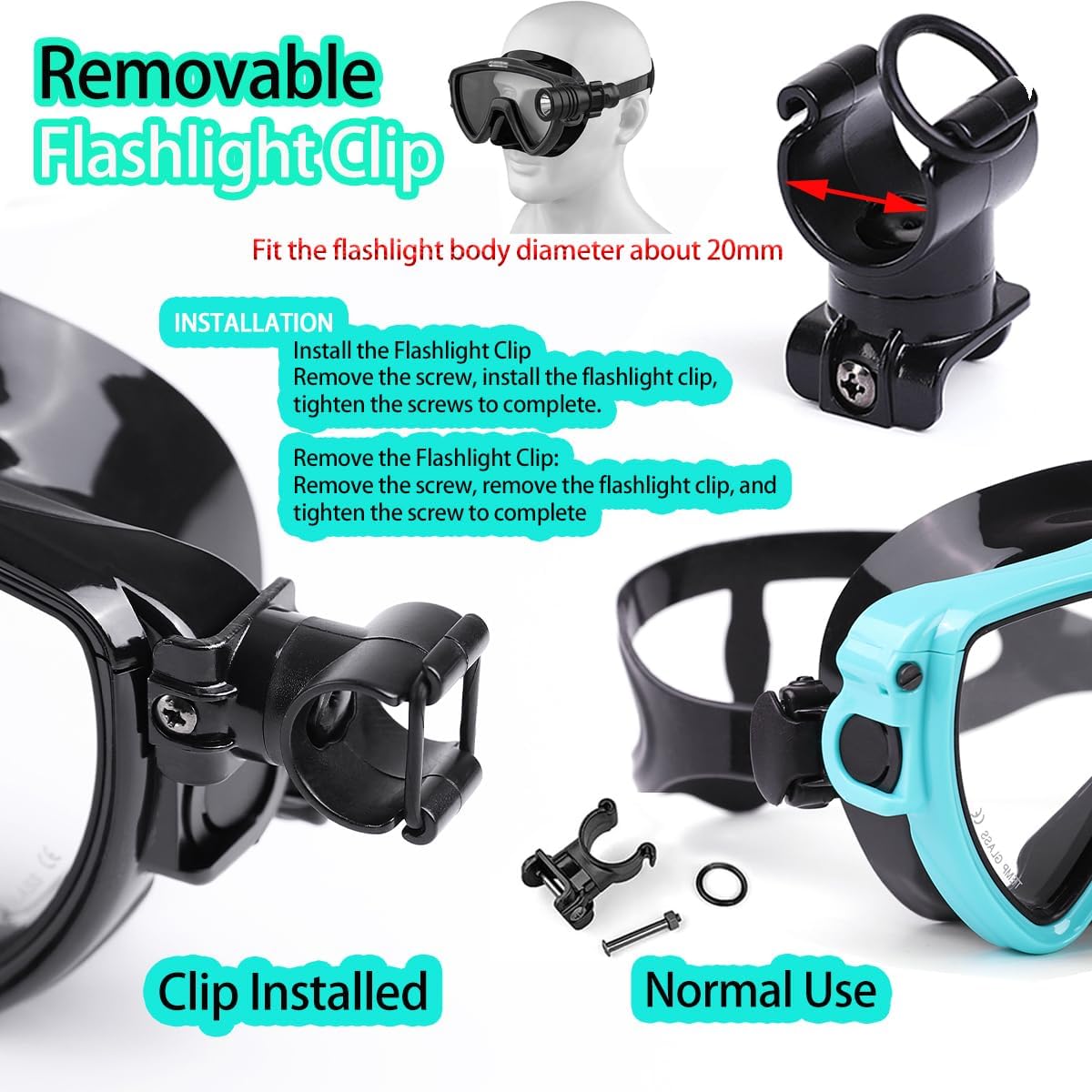 Scuba Diving Mask with flashli - Silicone Mask Bracket recensione e prezzo
